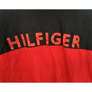 Tommy Hilfiger Men's Shirt XXL Red Blue Colorblock Short Sleeve Logo